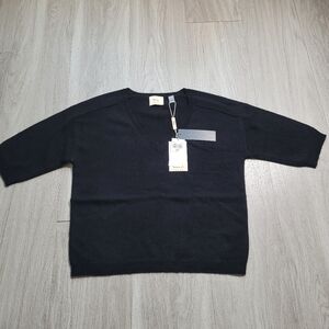 Black Elbow Sleeve Cashmere Sweater